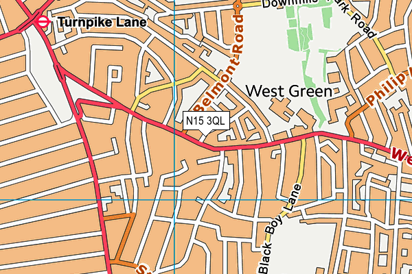 N15 3QL map - OS VectorMap District (Ordnance Survey)