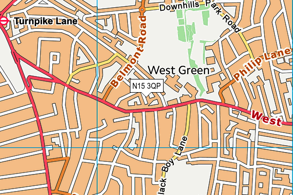 N15 3QP map - OS VectorMap District (Ordnance Survey)