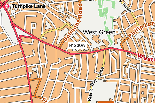 N15 3QW map - OS VectorMap District (Ordnance Survey)