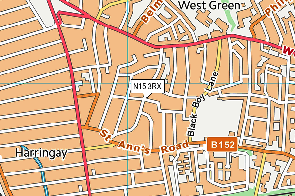 N15 3RX map - OS VectorMap District (Ordnance Survey)