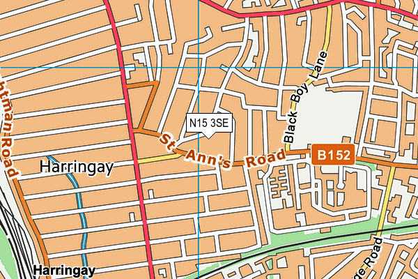 N15 3SE map - OS VectorMap District (Ordnance Survey)