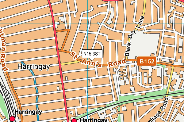 N15 3ST map - OS VectorMap District (Ordnance Survey)