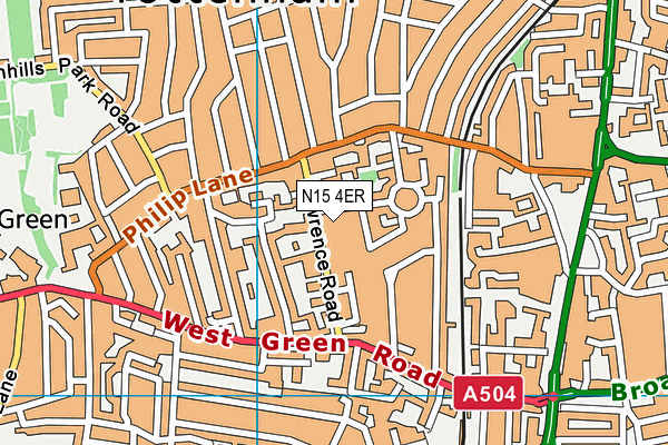 N15 4ER map - OS VectorMap District (Ordnance Survey)