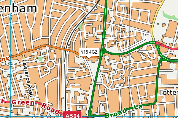 N15 4GZ map - OS VectorMap District (Ordnance Survey)