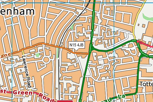 N15 4JB map - OS VectorMap District (Ordnance Survey)