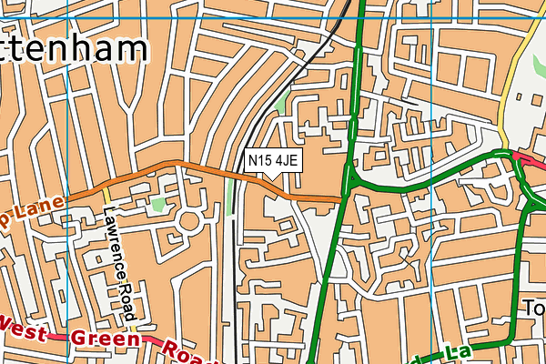 N15 4JE map - OS VectorMap District (Ordnance Survey)