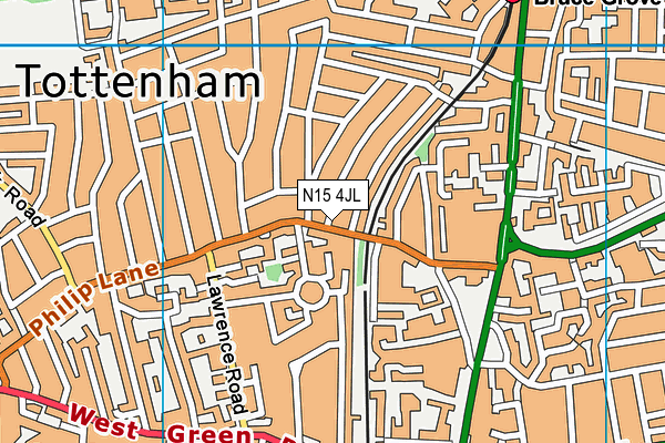 N15 4JL map - OS VectorMap District (Ordnance Survey)