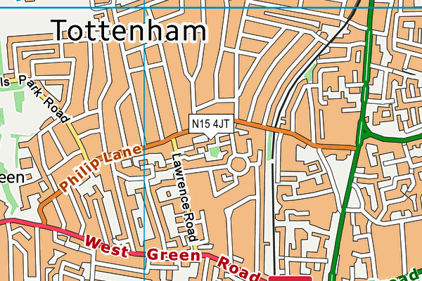 N15 4JT map - OS VectorMap District (Ordnance Survey)