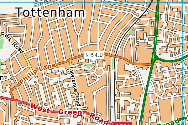 N15 4JU map - OS VectorMap District (Ordnance Survey)