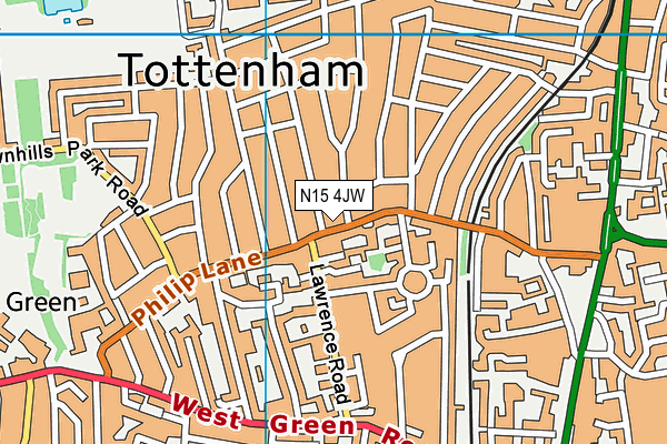 N15 4JW map - OS VectorMap District (Ordnance Survey)