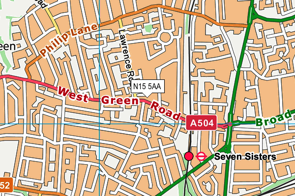 N15 5AA map - OS VectorMap District (Ordnance Survey)