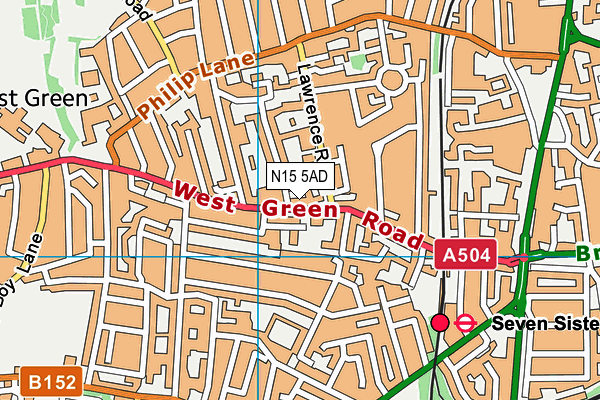 N15 5AD map - OS VectorMap District (Ordnance Survey)