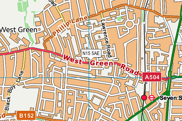 N15 5AE map - OS VectorMap District (Ordnance Survey)