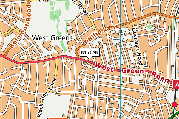 N15 5AN map - OS VectorMap District (Ordnance Survey)