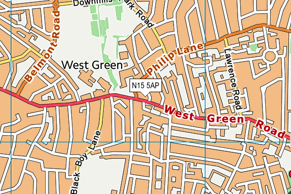 N15 5AP map - OS VectorMap District (Ordnance Survey)