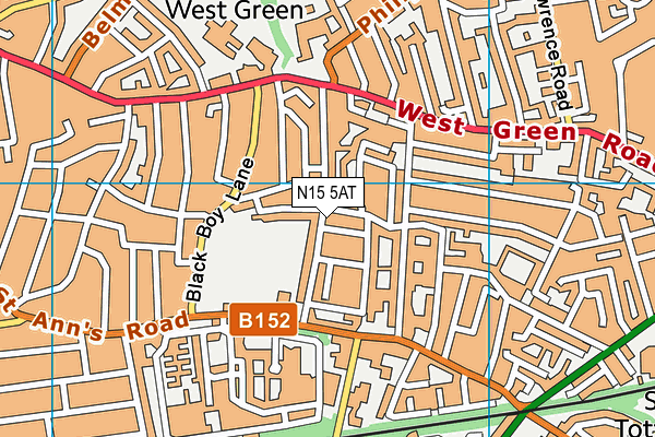 N15 5AT map - OS VectorMap District (Ordnance Survey)