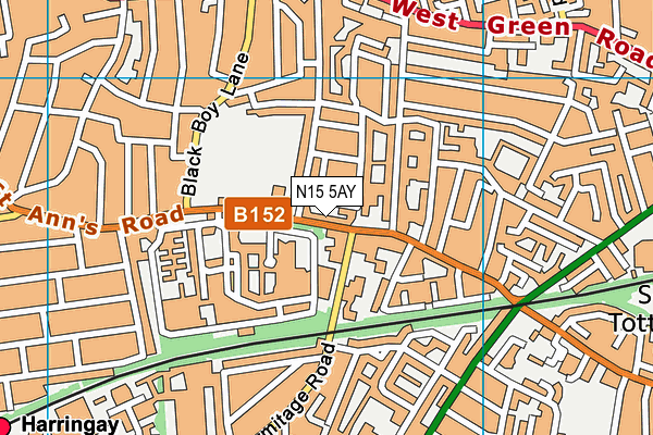 N15 5AY map - OS VectorMap District (Ordnance Survey)