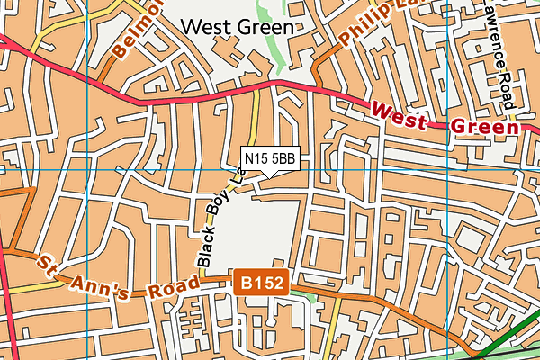 N15 5BB map - OS VectorMap District (Ordnance Survey)