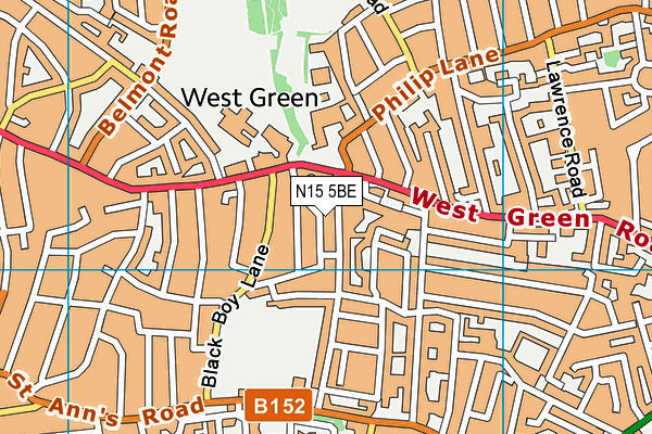 N15 5BE map - OS VectorMap District (Ordnance Survey)