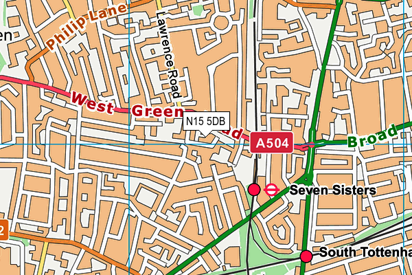 N15 5DB map - OS VectorMap District (Ordnance Survey)