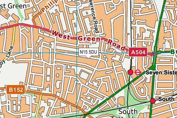 N15 5DU map - OS VectorMap District (Ordnance Survey)