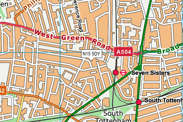 N15 5DY map - OS VectorMap District (Ordnance Survey)