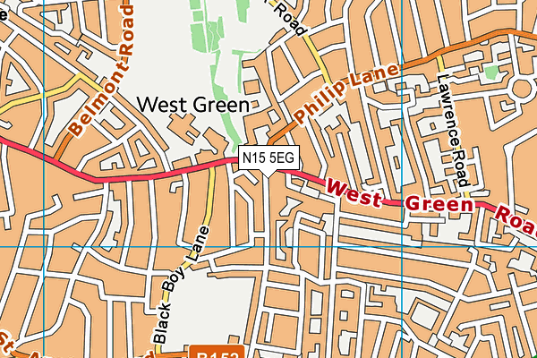 N15 5EG map - OS VectorMap District (Ordnance Survey)