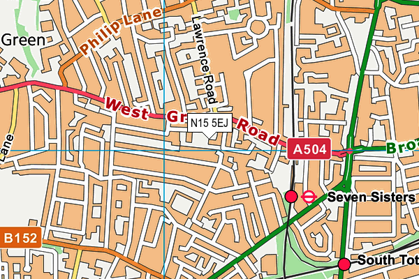 N15 5EJ map - OS VectorMap District (Ordnance Survey)