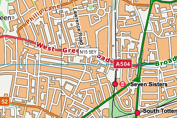 N15 5EY map - OS VectorMap District (Ordnance Survey)