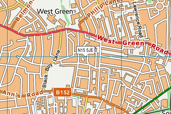 N15 5JE map - OS VectorMap District (Ordnance Survey)