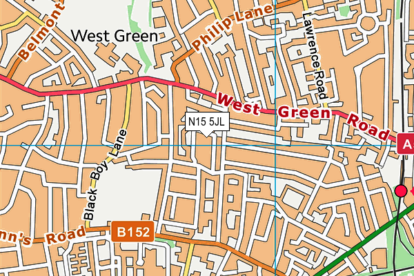 N15 5JL map - OS VectorMap District (Ordnance Survey)