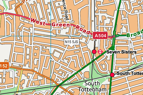 N15 5JS map - OS VectorMap District (Ordnance Survey)