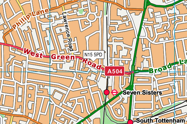 N15 5PD map - OS VectorMap District (Ordnance Survey)