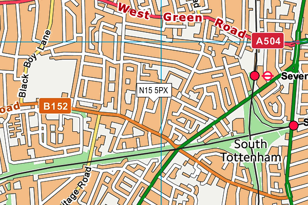 N15 5PX map - OS VectorMap District (Ordnance Survey)