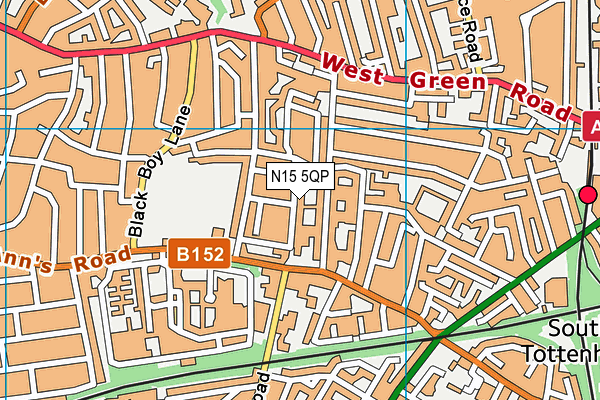 N15 5QP map - OS VectorMap District (Ordnance Survey)