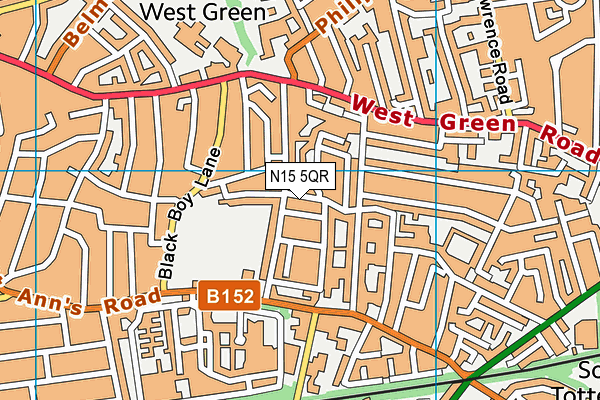 N15 5QR map - OS VectorMap District (Ordnance Survey)