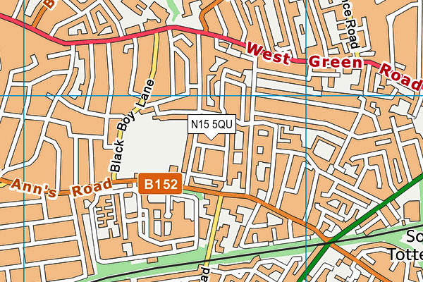 N15 5QU map - OS VectorMap District (Ordnance Survey)