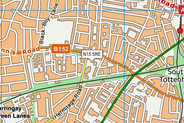 N15 5RE map - OS VectorMap District (Ordnance Survey)