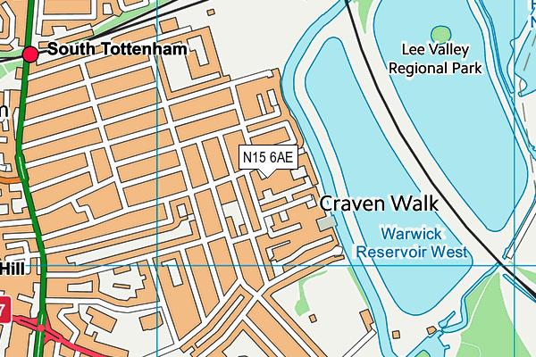 N15 6AE map - OS VectorMap District (Ordnance Survey)
