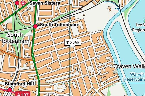 N15 6AR map - OS VectorMap District (Ordnance Survey)