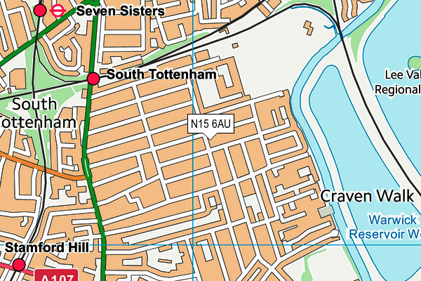 N15 6AU map - OS VectorMap District (Ordnance Survey)