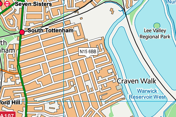 N15 6BB map - OS VectorMap District (Ordnance Survey)