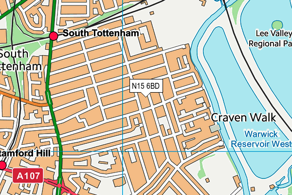 N15 6BD map - OS VectorMap District (Ordnance Survey)