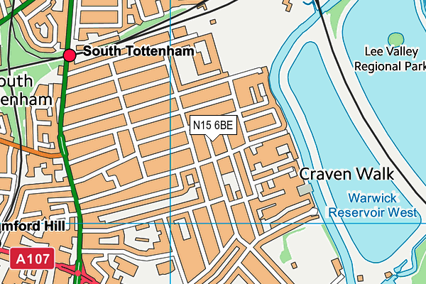 N15 6BE map - OS VectorMap District (Ordnance Survey)