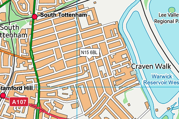 N15 6BL map - OS VectorMap District (Ordnance Survey)