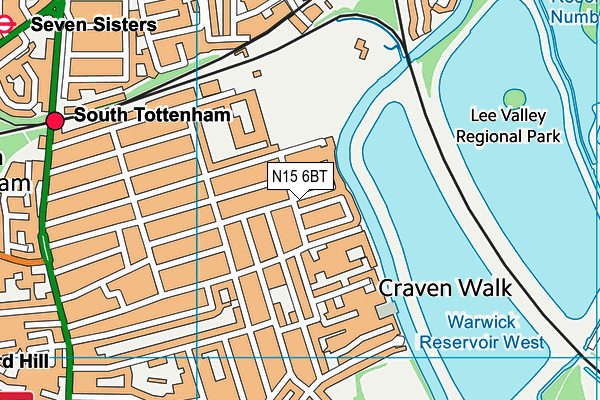 N15 6BT map - OS VectorMap District (Ordnance Survey)