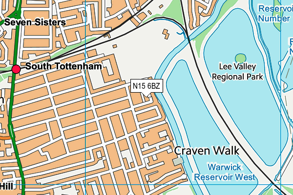 N15 6BZ map - OS VectorMap District (Ordnance Survey)