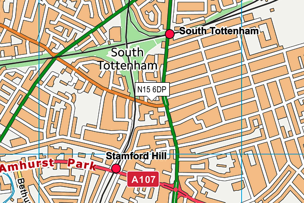 N15 6DP map - OS VectorMap District (Ordnance Survey)