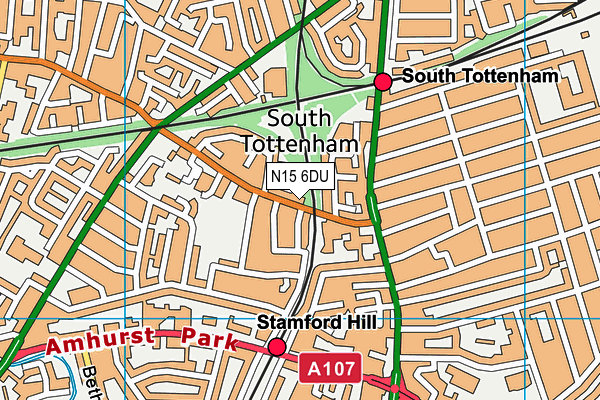 N15 6DU map - OS VectorMap District (Ordnance Survey)