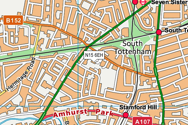 N15 6EH map - OS VectorMap District (Ordnance Survey)